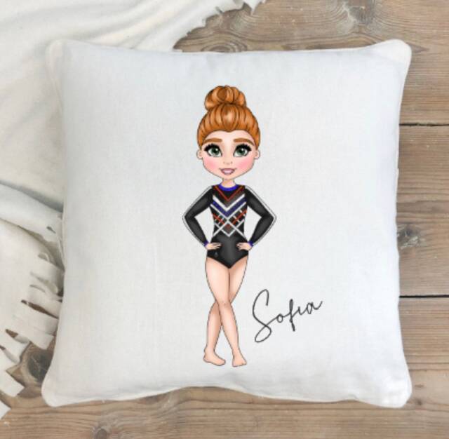 Personalized Cheerleader Cushion Watercolor Style Gymnastics Gift - image 1