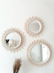 Set Of 3 Macrame Wall Mirrors, Boho Home Decor