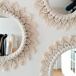 Set Of 3 Macrame Wall Mirrors, Boho Home Decor - thumbnail 4