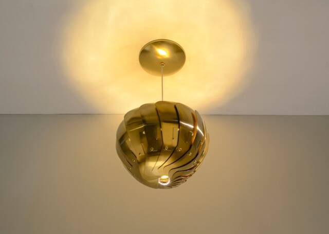 Iris Pendant 8In Brass Pendant Light - Designer Metal Hanging Ceiling Lamp Modern Artistic Lighting - image 1