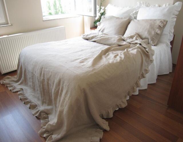 Ruffled Linen Duvet Cover Set, Shabby Chic Bedding - image 1