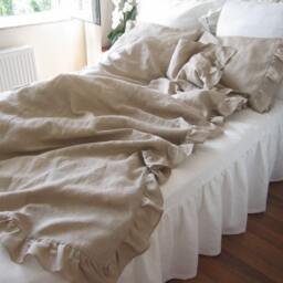 Ruffled Linen Duvet Cover Set, Shabby Chic Bedding - thumbnail 3