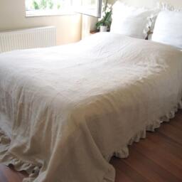 Ruffled Linen Duvet Cover Set, Shabby Chic Bedding - thumbnail 2