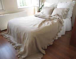 Ruffled Linen Duvet Cover Set, Shabby Chic Bedding