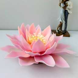 Pink Lotus Small Table Lamp Fairy Flower Night Yoga Meditation Spiritual Decoration Cozy Usb - thumbnail 2