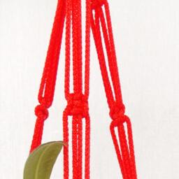 Red Plant Hanging Macrame Hanger 20 Inches 3mm Wall Flower Pot Gift Idea Window Cord Indoor Or Outdoor Decoration - thumbnail 3