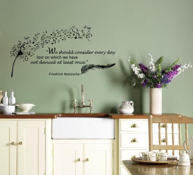 Wall Decals Quote Nietzsche Dandelion Feather Music Notes Home Vinyl Decal Sticker Kids Nursery Baby Room Decor V75 - image 1