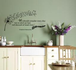 Wall Decals Quote Nietzsche Dandelion Feather Music Notes Home Vinyl Decal Sticker Kids Nursery Baby Room Decor V75 - thumbnail 1