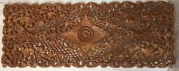 White Large King Bed Bohemian Headboard 72 Inch Mandala Lotus Flower Wooden Craved Teak Wood Art Panel Wall Home Decor Thailand Sculpture - thumbnail 1