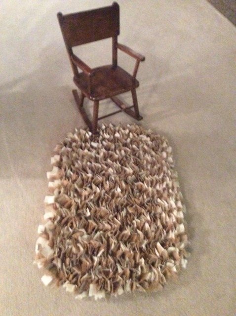 Burlap Rag Rug, Oval Rugs, Shabby Chic Shag, Ivory & Beige Cotton Area Rug - image 1