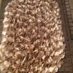 Burlap Rag Rug, Oval Rugs, Shabby Chic Shag, Ivory & Beige Cotton Area Rug - thumbnail 3