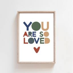 You Are Loved Print, Boys Nursery Prints, Bedroom Decor, Playroom Wall Art, Baby Boy Blue & Green - thumbnail 2