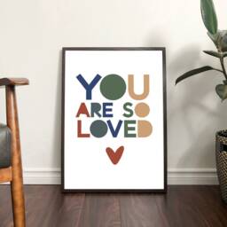 You Are Loved Print, Boys Nursery Prints, Bedroom Decor, Playroom Wall Art, Baby Boy Blue & Green - thumbnail 3