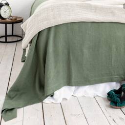 Moss Green Linen Bedspread - Forest King Queen Bed Cover- Natural Eco Heavy Coverlet- Stonewashed Flax Throw - thumbnail 4