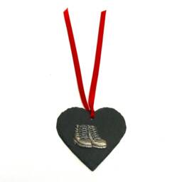 Walking Boots Natural Slate Heart - Christmas Decoration Rambler Gift Hiker Climber Walker Best Friend Mum - thumbnail 3