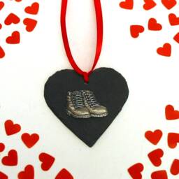 Walking Boots Natural Slate Heart - Christmas Decoration Rambler Gift Hiker Climber Walker Best Friend Mum - thumbnail 2