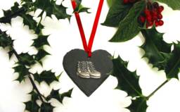 Walking Boots Natural Slate Heart - Christmas Decoration Rambler Gift Hiker Climber Walker Best Friend Mum - thumbnail 1