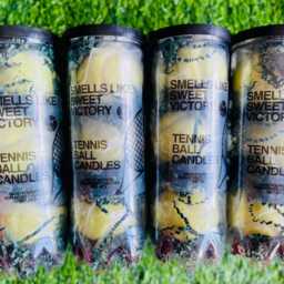 Set Of 3 Tennis Ball Soy Wax Candles Sports Lover Gift in Repurposed Tube - thumbnail 3