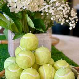 Set Of 3 Tennis Ball Soy Wax Candles Sports Lover Gift in Repurposed Tube - thumbnail 4
