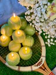 Set Of 3 Tennis Ball Soy Wax Candles Sports Lover Gift in Repurposed Tube - thumbnail 1