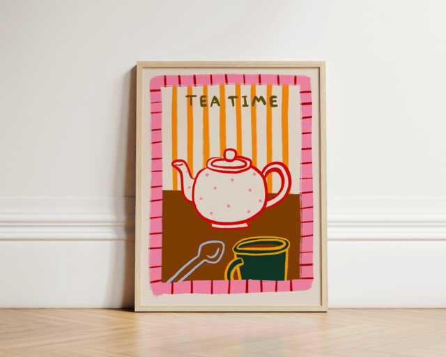 Tea Print, Retro Wall Art, Kitchen Colourful Poster, Unframed - image 1