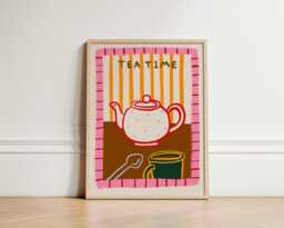 Tea Print, Retro Wall Art, Kitchen Colourful Poster, Unframed - thumbnail 1