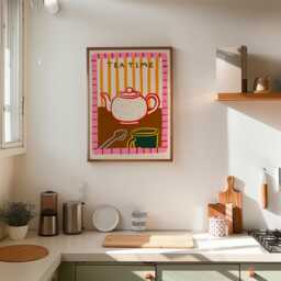 Tea Print, Retro Wall Art, Kitchen Colourful Poster, Unframed - thumbnail 2