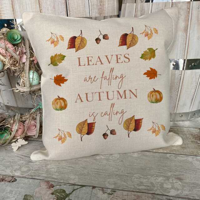 Autumn Cushion, Home Decor, Leaves, Pumpkin Autumnal Accessories, Cushion Cover, in The Uk, Leaves - image 1