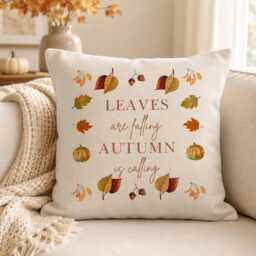 Autumn Cushion, Home Decor, Leaves, Pumpkin Autumnal Accessories, Cushion Cover, in The Uk, Leaves