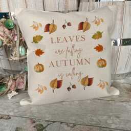 Autumn Cushion, Home Decor, Leaves, Pumpkin Autumnal Accessories, Cushion Cover, in The Uk, Leaves - thumbnail 1