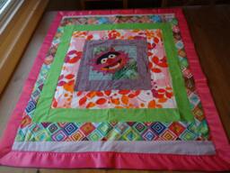 Animal Muppet Quilted Blanket With Bright Happy Colors & Appliqued Awesomeness - thumbnail 1