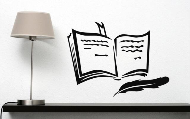 Wall Vinyl Decal Feather Quill Pen Middle Ages Writer's Literature Home Office Modern Art Decor - #2104Dn - image 1