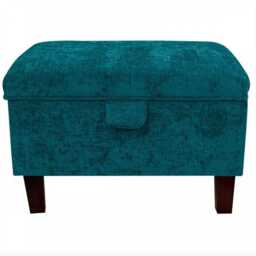 Handmade Carlton Teal Storage Ottoman - Upholstered Pouffe Footstool Bespoke British Made - thumbnail 3