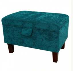 Handmade Carlton Teal Storage Ottoman - Upholstered Pouffe Footstool Bespoke British Made