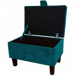 Handmade Carlton Teal Storage Ottoman - Upholstered Pouffe Footstool Bespoke British Made - thumbnail 2