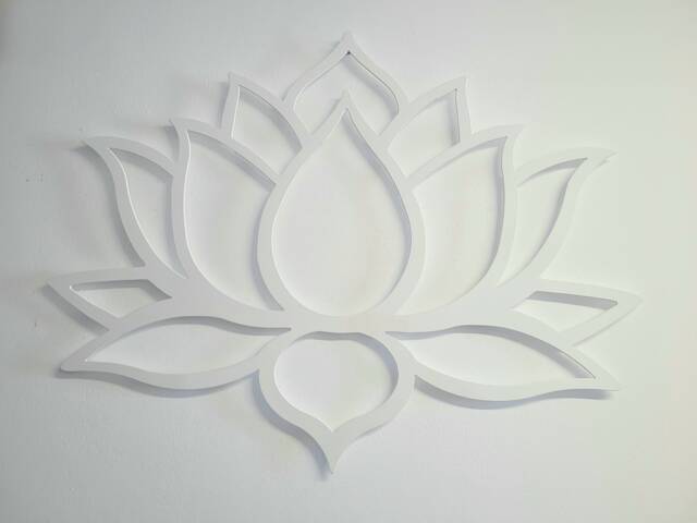 White Lotus Flower Metal Wall Art - Yoga Zen Decor - 36 Inch