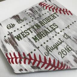 Personalized Birth Announcement, Baseball Themed Nursery, Sports Stat, Stats, Baby Wall Art, Sport Shower Gift - thumbnail 2