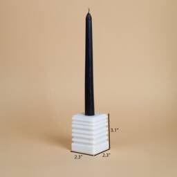 White Marble Candlestick Holder Natural Stone Rectangle Design - thumbnail 3