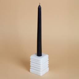 White Marble Candlestick Holder Natural Stone Rectangle Design - thumbnail 2