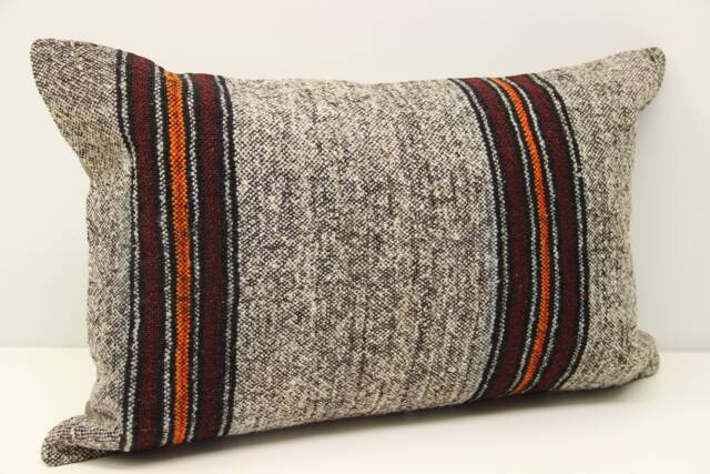 Turkish Kilim Lumbar Pillow Cover, 16x24 Inch, Wool & Cotton - image 1