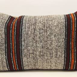 Turkish Kilim Lumbar Pillow Cover, 16x24 Inch, Wool & Cotton - thumbnail 2