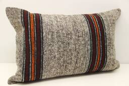 Turkish Kilim Lumbar Pillow Cover, 16x24 Inch, Wool & Cotton - thumbnail 1