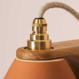 Terracotta Right-Angle Element Wall Light in Ceramic & Oak - thumbnail 3