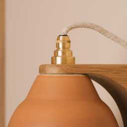 Terracotta Right-Angle Element Wall Light in Ceramic & Oak - thumbnail 2