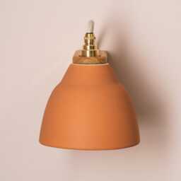 Terracotta Right-Angle Element Wall Light in Ceramic & Oak - thumbnail 2