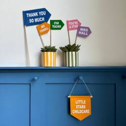 Teacher Gift Personalised Felt Flag Custom Colours - Pen Pot Spearhead Ta Present Colourful Classroom Nursery Decor Primary School - thumbnail 3