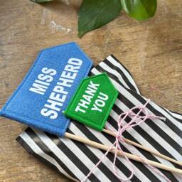 Teacher Gift Personalised Felt Flag Custom Colours - Pen Pot Spearhead Ta Present Colourful Classroom Nursery Decor Primary School - thumbnail 2