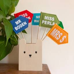 Teacher Gift Personalised Felt Flag Custom Colours - Pen Pot Spearhead Ta Present Colourful Classroom Nursery Decor Primary School - thumbnail 1