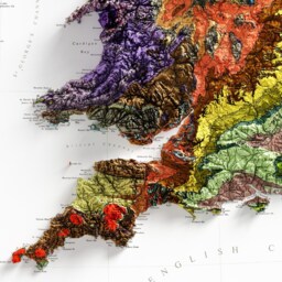British Isles & Ireland Geology - Vintage Shaded Relief Map - thumbnail 2