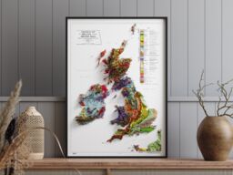 British Isles & Ireland Geology - Vintage Shaded Relief Map - thumbnail 1
